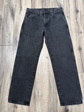 Vintage Black Rustler 87619CB Denim Jeans 33x30 Straight Leg 100% Cotton Made In